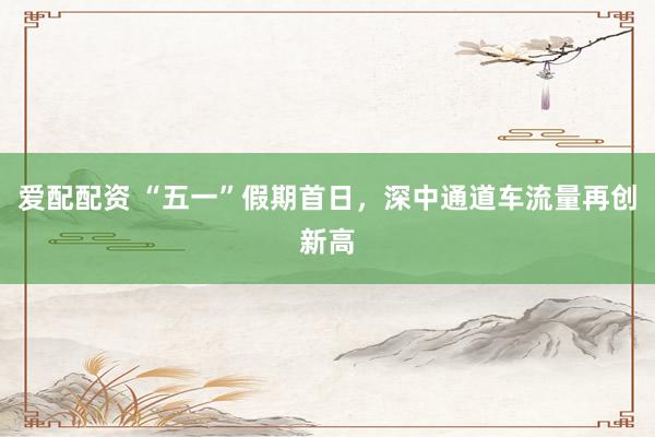 爱配配资 “五一”假期首日，深中通道车流量再创新高