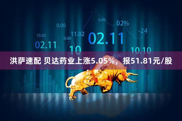 洪萨速配 贝达药业上涨5.05%，报51.81元/股